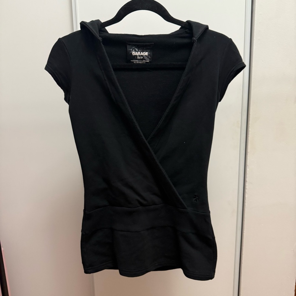 Garage Bibtage Women's Black Short Sleeve Wrap Hoodie